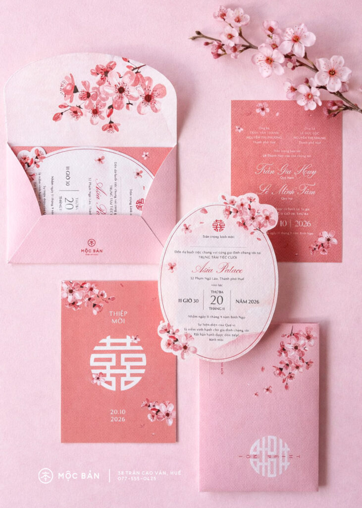 Blush Sakura Wedding Invitations – A Gentle Bloom of Love