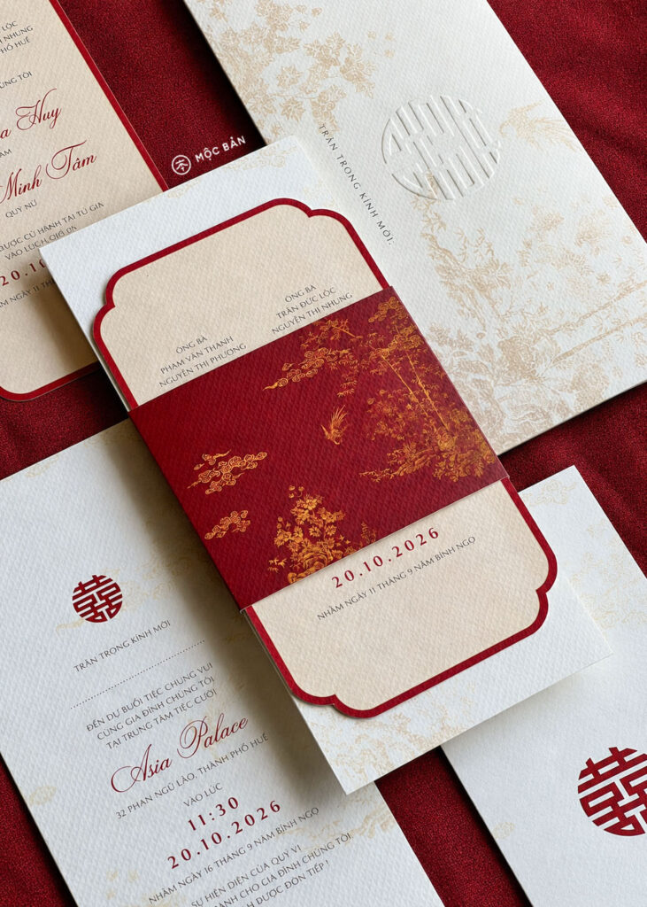 Thiệp cưới Mộc Bản | Timeless Elegance in Red & Ivory Thiệp cưới Mộc Bản | Timeless Elegance in Red & Ivory